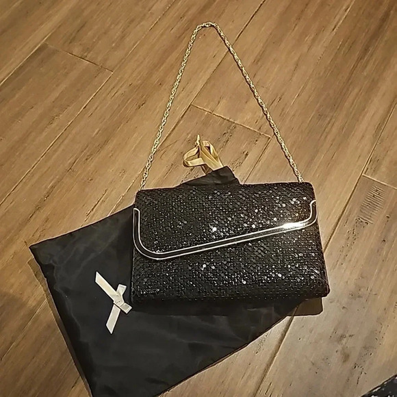 Glam Rock Convertible Clutch Black & Gold Handbag - Picture 1 of 1